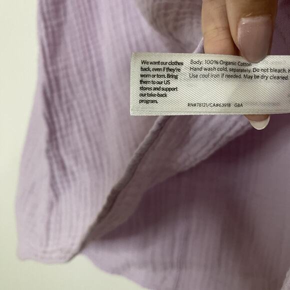 EILEEN FISHER Organic Cotton Gauze Bateau Neck Shell Lavender purple $158 - Picture 3 of 4